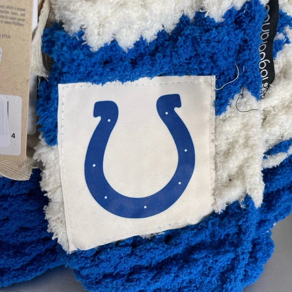 Indianapolis Colts Cable Knit Throw Blanket 50x60 Blue &White Striped NFL - NEW